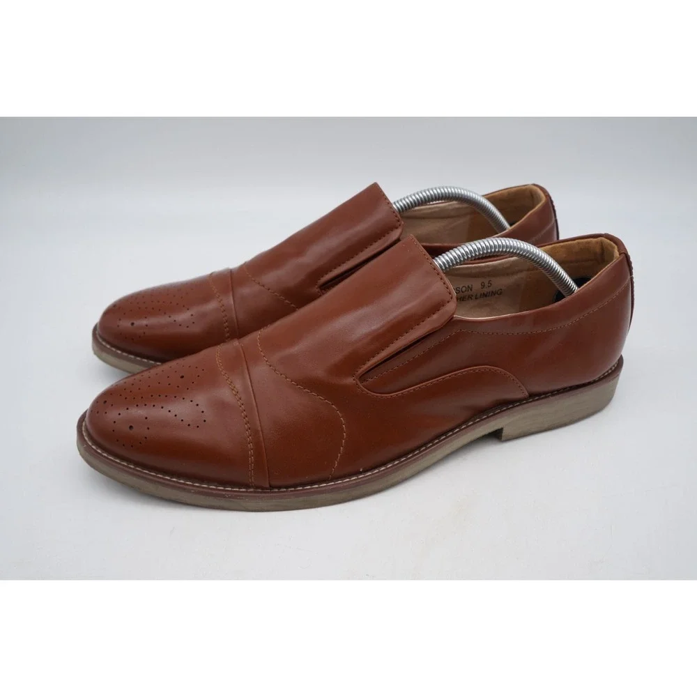 Flying Deer Robson Dress Shoes Slip On Oxford Brown Mens Size 9.5